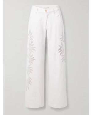 DIOTIMA Stulla Crochet-Trimmed Mid-Rise Straight-Leg Jeans - White