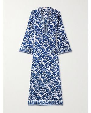 Emporio Sirenuse Jenna Printed Silk-Voile Kaftan - Blue