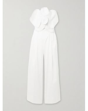 ANDRES OTALORA A Flor De Piel Jumpsuit Aus Twill Aus Einer Baumwoll-Tencel-Mischung Mit Applikation - Weiß