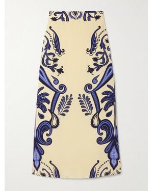 Johanna Ortiz Everywhere Printed Silk Crepe De Chine Maxi Skirt - Blue
