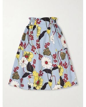 Marni Paneled Floral-Print Cotton-Poplin Midi Skirt - White