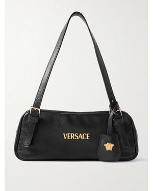 Versace Tag Schultertasche Aus Leder Mit Verzierung - Schwarz