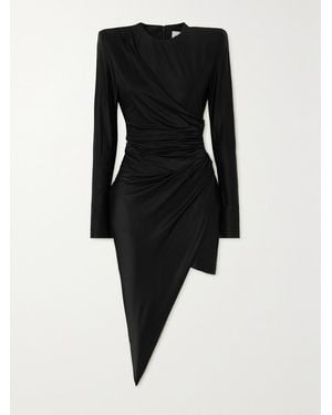 Alexandre Vauthier Asymmetric Draped Stretch-Satin Mini Dress - Black