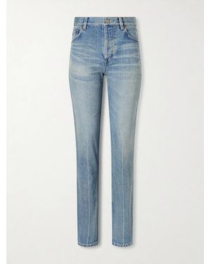 Saint Laurent High-Rise Straight-Leg Jeans - Blue