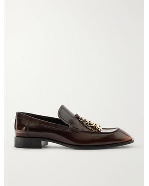 Loewe Embellished Leather Loafers - Braun