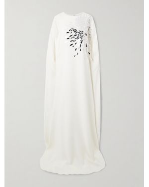 Oscar de la Renta Robe Aus Georgette Aus Stretch-Seide Mit Verzierungen - Weiß