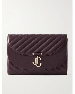 Jimmy Choo Avenue Curve Clutch Aus Gestepptem Leder Mit Verzierungen - Lila