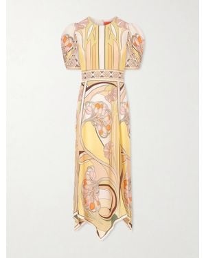 La DoubleJ Cherie Printed Silk Midi Dress - Metallic