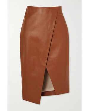 Zeynep Arcay Wrap-Effect Leather Skirt - Brown