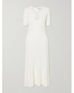 Rebecca Vallance Embellished Crochet-Knit Midi Dress - White