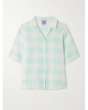 Thierry Colson Zouk Checked Linen And Cotton-Blend Shirt - Blue