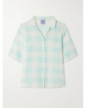 Thierry Colson Chemise En Lin Et Coton Mélangés Vichy Zouk - Bleu