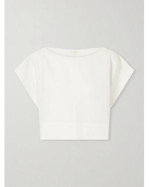 Suzie Kondi Kori Cropped Linen Top - White