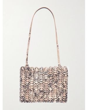 Rabanne Schultertasche Aus Metall-Mesh Und Leder Mit Schlangeneffekt - Weiß