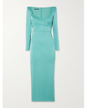 Alex Perry Linden Wrap-Effect Satin-Crepe Midi Dress - Blue