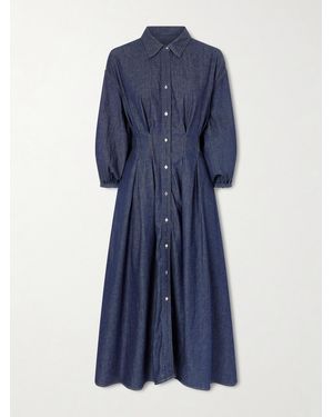 Twp Mason Pleated Denim Midi Shirt Dress - Blue