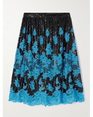 Rabanne Lace-Trimmed Chainmail Midi Skirt - Blue