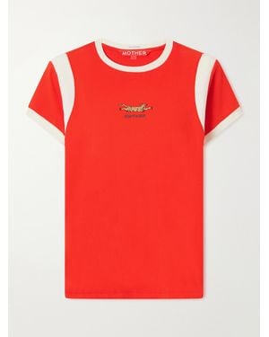 Mother The Boxy Goodie Paneled Embroidered Cotton-Jersey T-Shirt