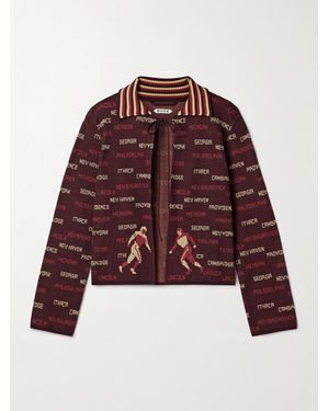 Bode Gridiron Cotton-Jacquard Cardigan - Red