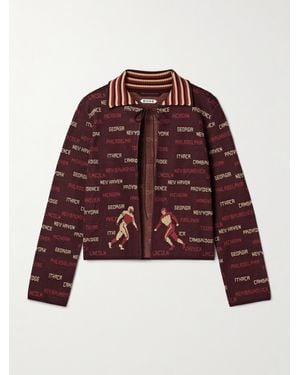 Bode Gridiron Cardigan Aus Baumwoll-Jacquard - Rot