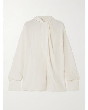 Victoria Beckham Asymmetric Draped Silk Blouse - White