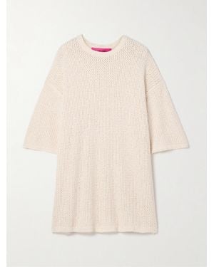 The Elder Statesman Selerino Oversized Open-Knit Mulberry Silk T-Shirt - Natural