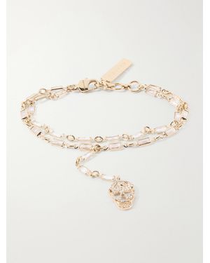 McQueen Pavé Skull Crystal-Embellished-Tone Cubic Zirconia Bracelet - Natural