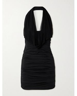 Maygel Coronel Taglio Asymmetric Draped Stretch-Jersey Mini Dress - Black