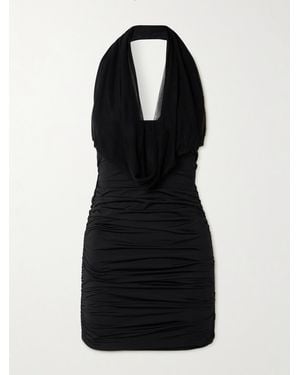 Maygel Coronel Taglio Asymmetric Draped Stretch-Jersey Mini Dress - Black