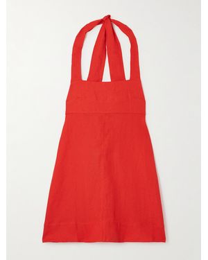 Bondi Born Delphi Minikleid Aus Bioleinen Mit Neckholder - Rot
