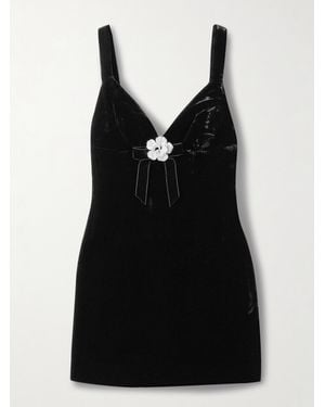 Cara Cara Gracie Embellished Velvet Mini Dress - Black