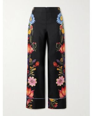 Borgo De Nor Pantalon En Serge De Soie Havana - Noir