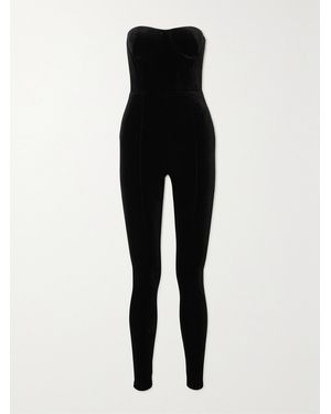 Alex Perry Beckham Strapless Velvet Jumpsuit - Black