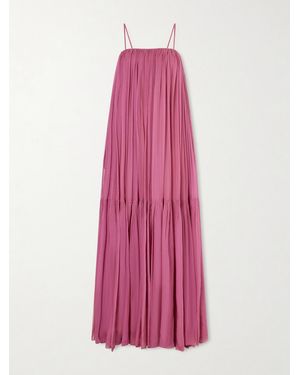 Chloé Tiered Pleated Silk-Chiffon Maxi Dress - Pink