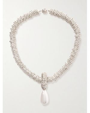 Julietta Silberfarbene Kette Mit Kunstperle Und Swarovski-Kristallen - Weiß