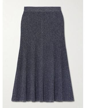 JOSEPH Pleated Lurex Midi Skirt - Blue