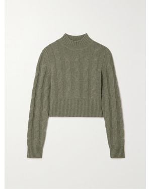 LeKasha Net Sustain Murano Verkürzter Zopfstrickpullover Aus Biokaschmir Mit Stehkragen - Grün