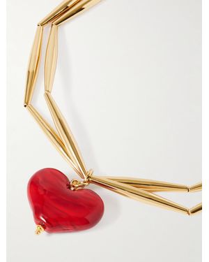 Tohum Design Cuore Duo-Plated Glass Necklace - Red