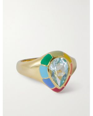 Fry Powers Spectrum Vermeil, Topaz And Enamel Signet Ring - Blue