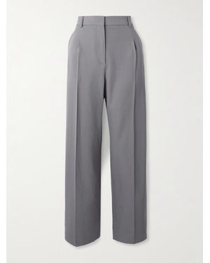 Alaïa Capri Pleated Wool-Gabardine Straight-Leg Trousers - Grey