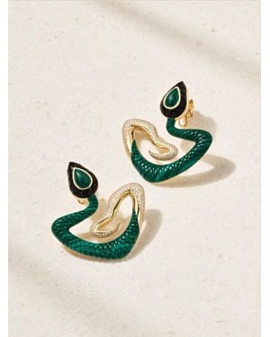 L'Atelier Nawbar Bond Street Boa 18-Karat Multi-Stone Earrings - Green