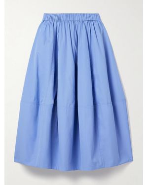 Co. Bubble Panelled Tton-Poplin Midi Skirt - Blue