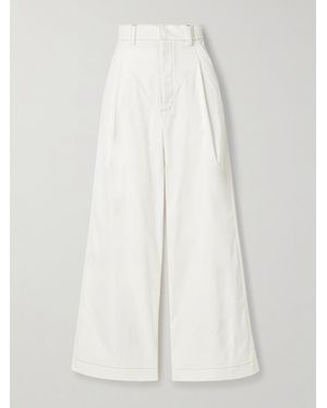 Kika Vargas Olympe Pleated Woven Wide-Leg Trousers - White