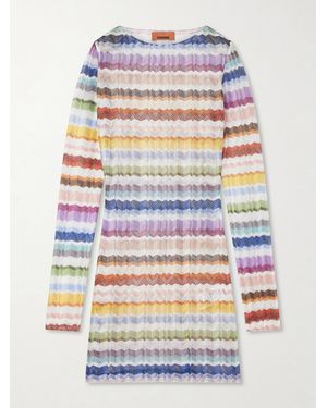 Missoni Striped Crochet-Knit Coverup - Gray