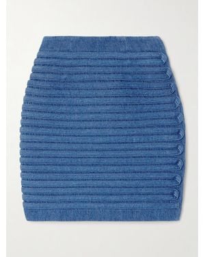 Versace Appliquéd Denim Mini Skirt - Blue