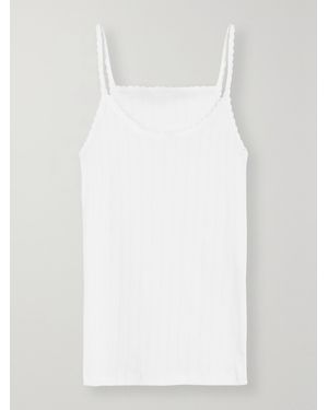 Leset Pointelle-Knit Cotton-Jersey Tank - White