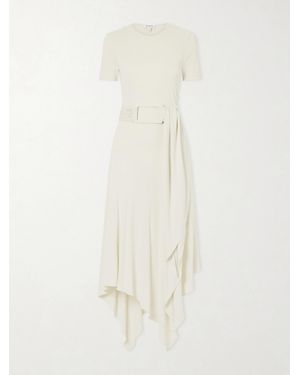 Alaïa Asymmetrical Belted Jersey Midi Dress - White