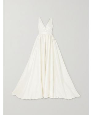 Halfpenny London Pleated Taffeta Gown - White