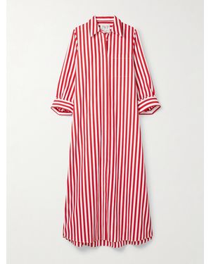 Twp Jenny's Oversized Striped Cotton-Poplin Maxi Shirt Dress - Pink
