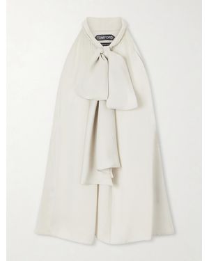 Tom Ford Halterneck Silk-Georgette Blouse - Natural
